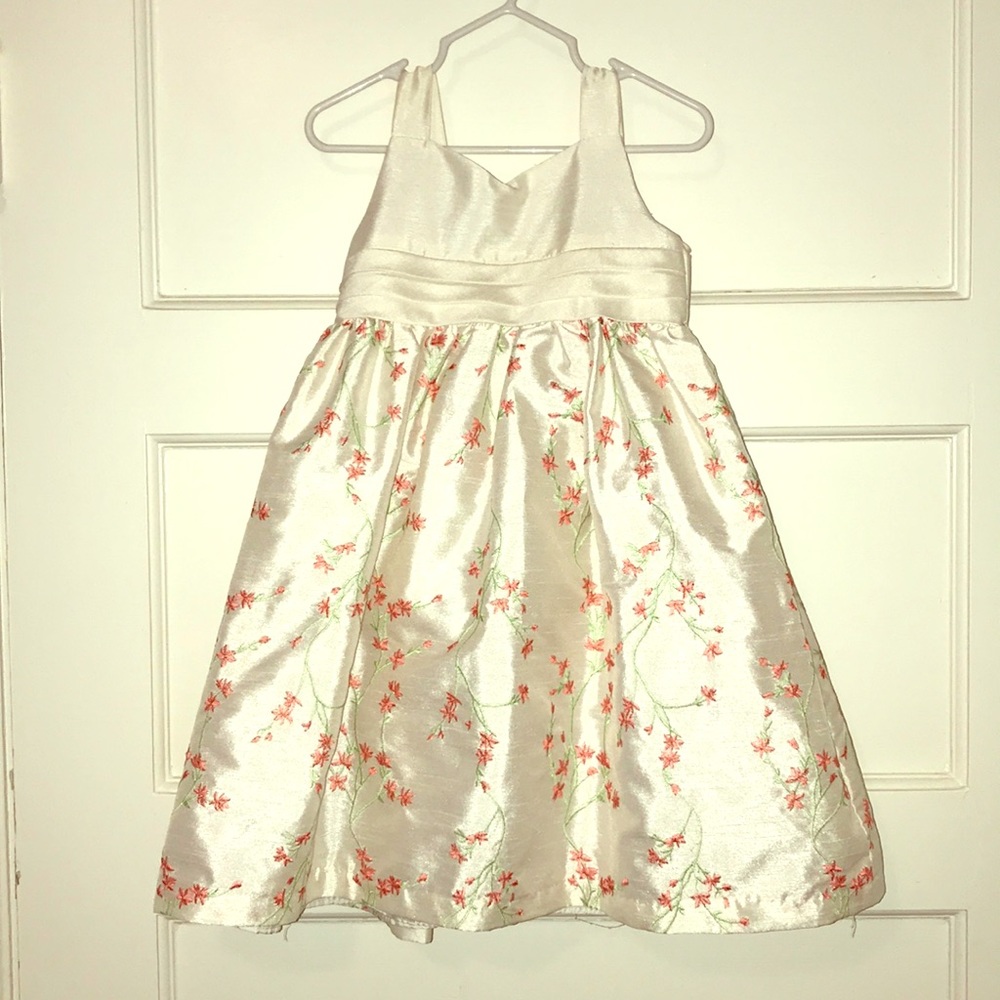 Cherokee cream dress w/ coral flowers, size 3T